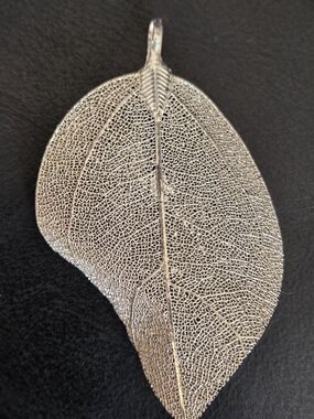 Sterling Silver Leaf Wall Accent - Decorative Metal Leaf Pendant